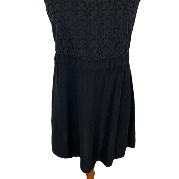 Element Black Sleeveless Mini Dress Medium Boho Floral Festival - Picture 3 of 8